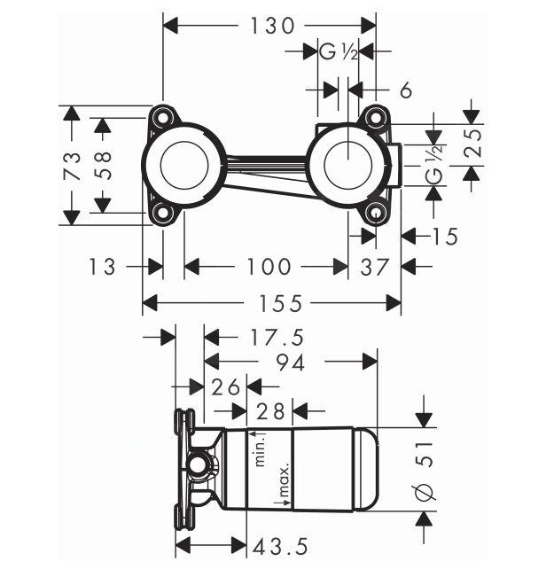 Set - Hansgrohe Talis S Páková umyvadlová baterie, chrom 72110000 + 13622180 + NIT150