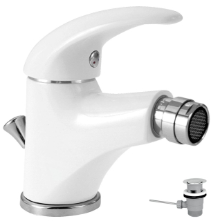 Novaservis Metalia 55 - Bidetová baterie s výpustí, bílá - chrom 55011,1